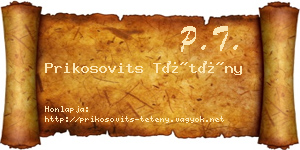 Prikosovits Tétény névjegykártya